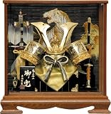 五月人形 兜飾り ケース飾り 彫金(虎バック)兜ケース８号　chokin かぶと飾り