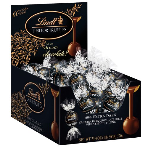 Lindt Lindor Truffles 60% Extra Dark Chocolate, 60-Count Box