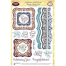 Justrite 16-Piece Papercraft Clear Stamp Set, 6 by 8-Inch, Celebrations Labels