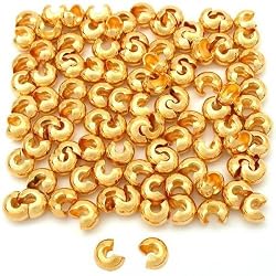 100 Real Gold Plated Crimp Bead Covers For Beading 5mm New