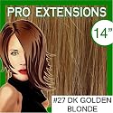 Pro Extensions 14" x 39" #27 Dark Golden Blonde 100% Clip on in Human Hair Extensions