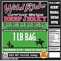 Wild Ride Beef Jerky Cowboy Strips Pepper, 16 Ounce Bag