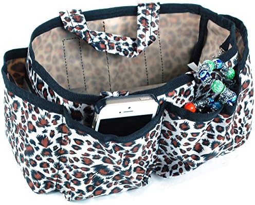 Womens Sateen Multi-Functional Insert Storage Purse Leopard