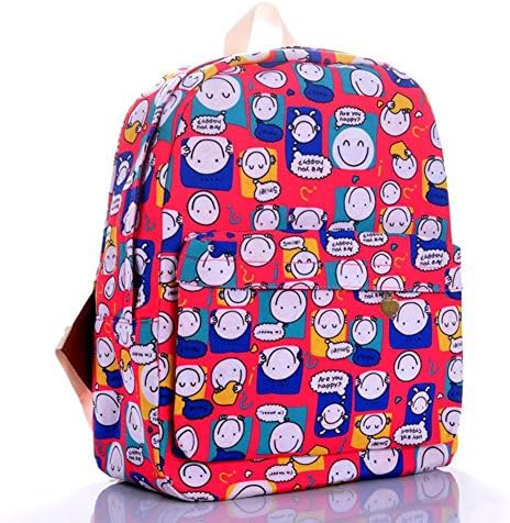 Free2mys Teens Girls Print School Backpacks Book Bags (Cartoon Red)