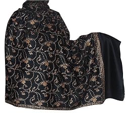 Wraps and Shawls Stole with Embroidery on Wool from Kashmir 80 x 40 inches (ebs316)