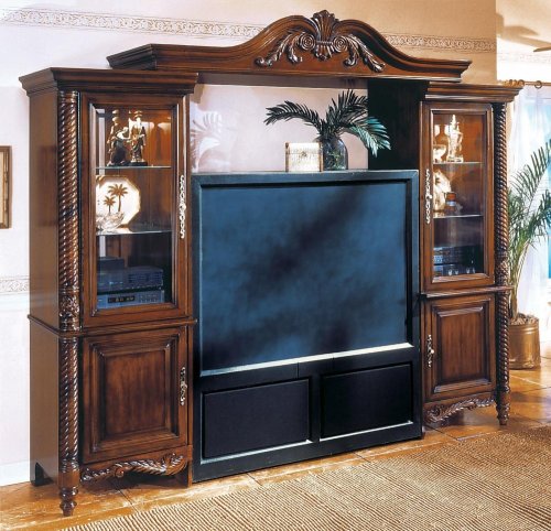 Island Cherry Entertainment Center Set 1 - Wood Furniture