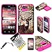 For ZTE Overture 2 - ZTE Fanfare - ZTE Maven - ZTE Scend - ZTE Atrium ITUFFY (TM) 3items Combo: Screen Protector + Stylus Pen + Dual Layer Impact Resistance Hybrid Armor Case (Tree Deer Hot Pink)