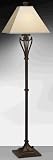 Traditional 63" Wrought Iron Floor Lamp with Light beige lenore fabric laminated to square styrene hardback,