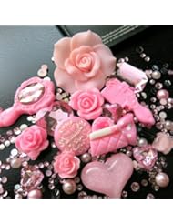 Art and Craft Supply: BSI - 3D DIY Bling Bling Cell Phone Case Resin Flatback Kawaii Cabochons Decoration Kit / Set ~ Pink Kit - BSI