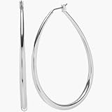 Henrietta's 2.25 Inch Teardrop Silver Hoop Earrings