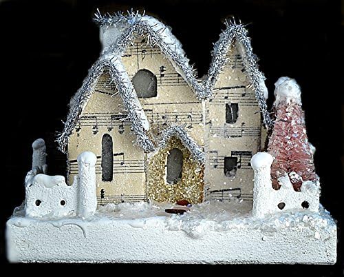 Illuminated Vintage Sheet Music Christmas Village House