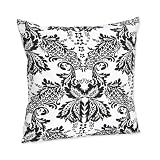 Black and White Floral Damask Accent Pillow by 