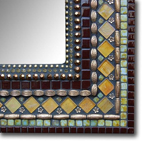 Hand Made Decorative Mosaic Tile Rectangle "Turquoise & Brick" Mirror 18"x27" from Utopia Gallery