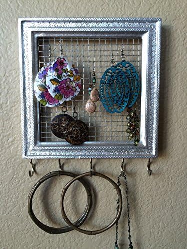 Jewelry Organizer Storage Holder Earring Organizer Storage Necklace Organizer Storage Bracelet Organizer Storage Painted Frame Ornate Antique Frame Jewelry Girly Twirls
