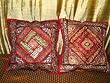 2 Harvard Crimson Beaded Cushion Covers Bridal Sari Decorative Pillows 16"