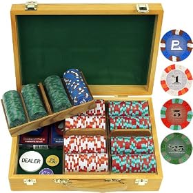 300 Chip NexGenT PRO Classic Style Poker Set – Wood Case (fls)