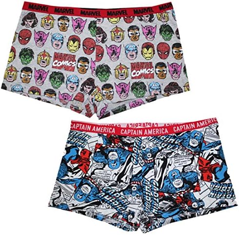 (Pack of 2) MARVEL COMICS (CAPTAIN AMERICA &amp; HULK) Mens Boxer Shorts L Multicolor