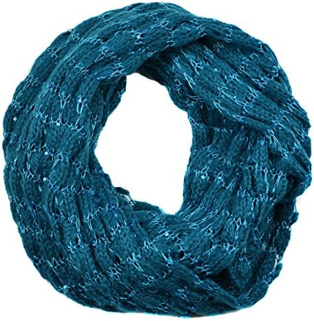 Sassy Scarves Women's Solid Color Sequin Detailed Loop Infinity Scarf (Teal)