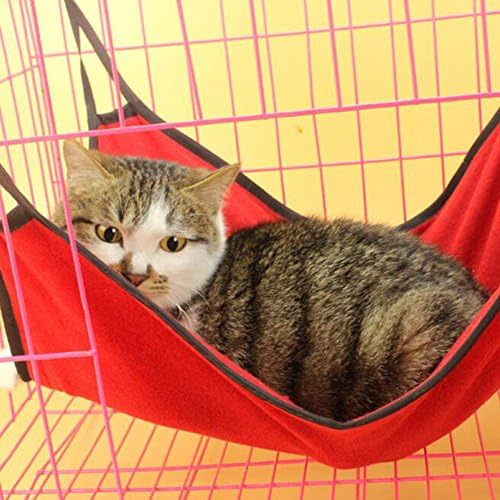 Comfortable Cat Hanging Hammock for Pet Cage (Red)