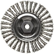 Weiler Dualife Narrow Face Wire Wheel Brush, Threaded Hole, Stainless Steel 302, Stringer Knotted