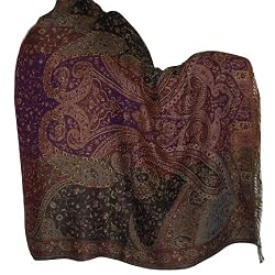 Jamavar Shawl Jacquard Wool Accessory 80 x 40 inches (jmwr746)