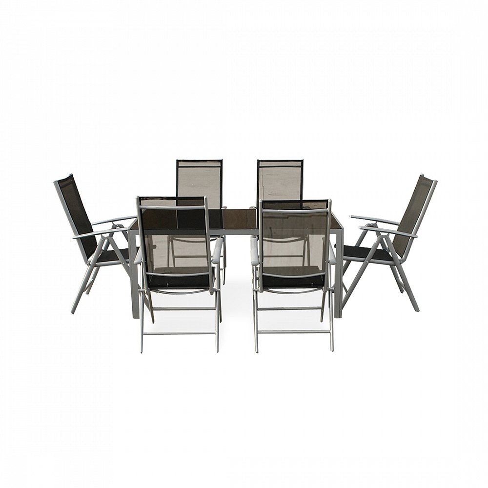 Aluminium Gartenmöbel Set - Tisch 160cm - 6 Stühle ...