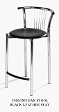 Designer Italian Breakfast/Bar Stool with Red Leather Seat - Chrome Finish