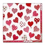 Caspari Set of Two Calico Hearts Paper Cocktail Napkins packages, 20 per package