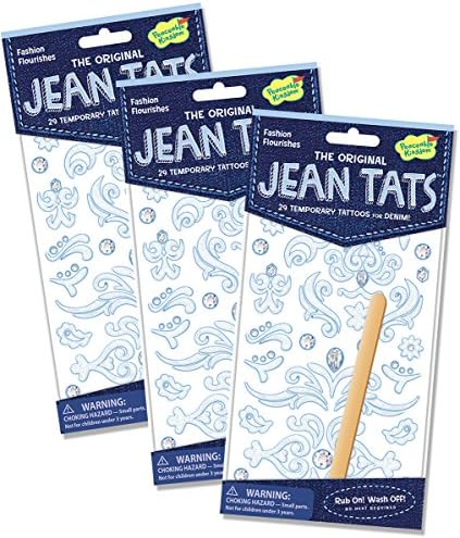 Peaceable Kingdom / NEW!! Jean Tats Fashion Flourishes Temporary Tattoos for Fabric - 3 Pack