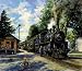 2 Train Prints Steam Engine Fishing Antique Station Set