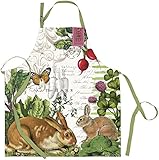 Michel Design Works Garden Bunny Cotton Chef Apron, Multicolor