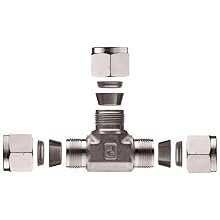 Parker A-LOK 4ET4-316, 316 Stainless Steel Compression Fittings Union Tee 1/4" Tube