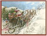 Caspari Box of 20 5-1 2 by 6-3 4 Holiday Notecards, Midnight Run