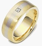 Comfort Fit Platinum and 18 Karat Gold Diamond Wedding Band Ring