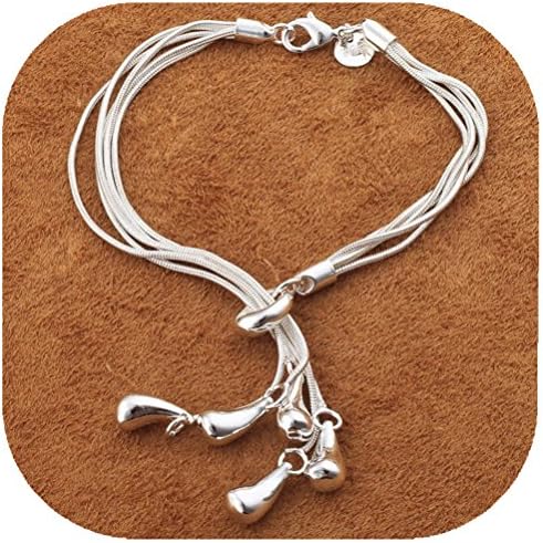 MOSHIRLEY Hot Sale 925 Silver Jewelry Charm Chain Water Drop Bracelet
