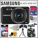 Samsung SL605 12.2MP with 27mm Wide Angle Lens in Black + 8GB Deluxe Accessory Kit