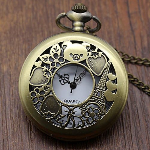 Inspire Jewelry Rilakkuma Cubs Plus Fine Hollow Pocket Watch Chain Cool Retro Cute Pendant Pocket Watch Chain Men Women Quartz Watch P364