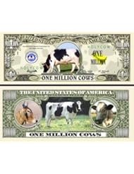 Cows 1 Million Cows Novelty $Million$ Dollar Bill Collectible with Currency Protector
