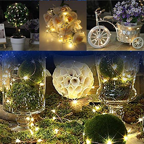 LED 6.56 Feet / 2 Meters with 20 LEDS Warm White Waterproof Copper LED Lights Strings Starry Lights Fairy Lights AA Battery(not included) Powered Ultra Thin String Wire(Warm White with 20 LEDs)
