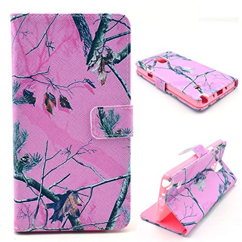 Note 4 Case,Galaxy Note 4 Case,Samsung Note 4 Case,MANBO Latest Fashion Luxury PU Leather Folio Magnet Wallet Stand Case Cover For Samsung Galaxy Note 4 - Pink Tree Camo