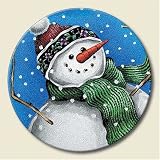 Lazy Susan ~ Winter Fun Snowman ~ decorative tempered glass ~ 16 inch diameter ~ code 285