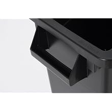 Continental H8322BK 23-Gallon Wall Hugger LLDPE Waste Receptacle with Handles, Rectangular, Black