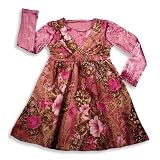Lipstik - Girls Long Sleeve Dress, Pink, Brown