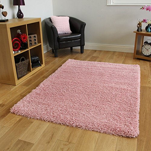 1I8Buy Time Cheap Ontario Bright Colourfast Super Soft Baby Pink Shaggy Rugs Available in 8