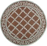 4' x 4' Safavieh HK230G-4R Brown/Blue Color Hand Hooked Chinese 