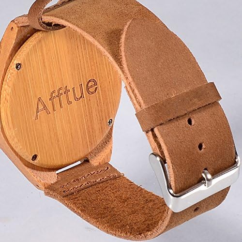 Casual Bamboo Wooden Watches for Men Women Genuine Brown Leather Strap Lumination Hands Backlight