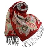 100% Viscose Double-sided Large Flowers Fringed Long Scarf Shawl - Various Colors Available