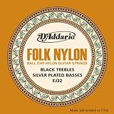 D'Addario Folk Guitar Ball End Black Nylon/Silverplated Copper on Nylon, .028 - .045, EJ32