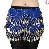 BellyRose Chiffon Dangling Gold Coins Belly Dance Hip Scarf, Vogue Style