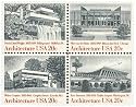 1982 AMERICAN ARCHITECTURE #2019-22 Plate Block of 4 x 20 cents US Postage Stamps